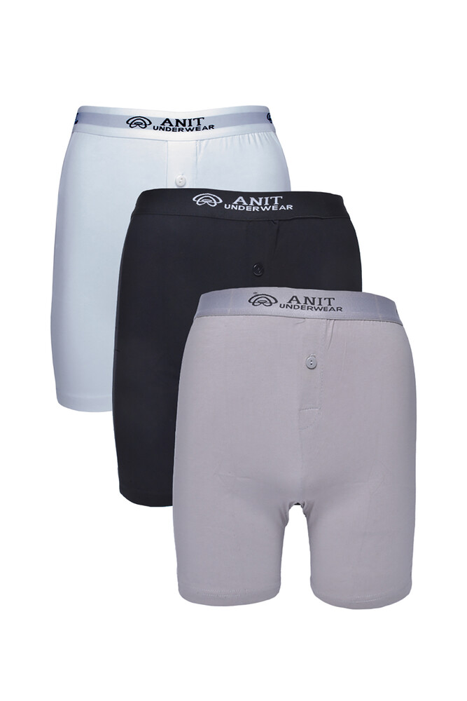 Anıt 1114 Likralı Uzun Paça 3′lü Boxer Siyah-Gri-Beyaz - 1
