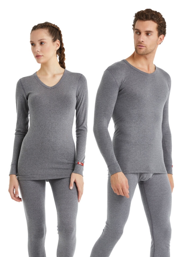 Blackspade Unisex Termal Tişört 2. Seviye 1257 - Üst Gri Melanj - 1