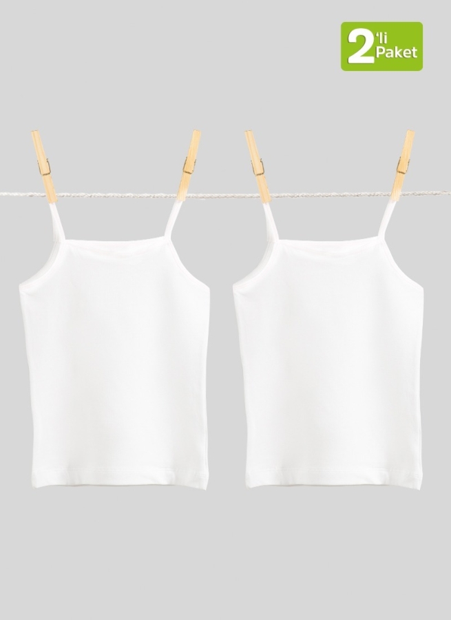 Blackspade Kız Çocuk Atlet 2'li Paket 1296 - Beyaz - 1
