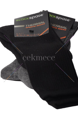 Blackspade Unisex Termal Uzun Çorap 9274 - Gri Melanj - 2