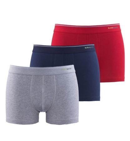 Blackspade Erkek Boxer - Shorty 3'lü Paket Tender Cotton 9670 - Gri_Lacivert_Kirmizi