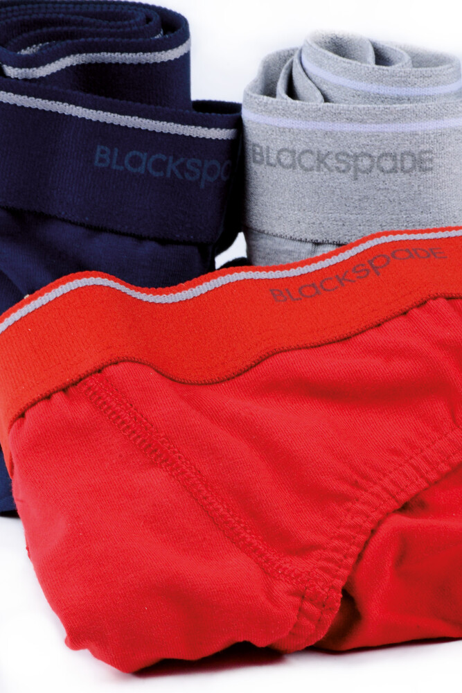 Blackspade Erkek Slip 3'lü Paket Tender Cotton 9672 - Gri_Lacivert_Kirmizi - 2