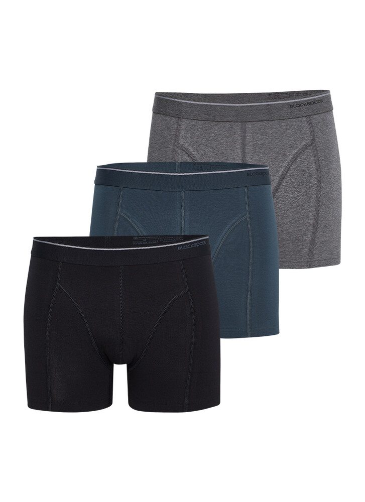 Blackspade Erkek Boxer 3'lü Paket Tender Cotton 9673 - Siyah Antrasit Melanj - 1