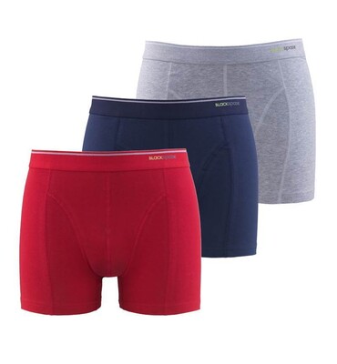Blackspade Erkek Boxer 3'lü Paket Tender Cotton 9673 - Gri_Lacivert_Kirmizi