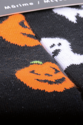 Çekmece 2li Hallowen Unisex Çorap Siyah-Beyaz-Turuncu - 4