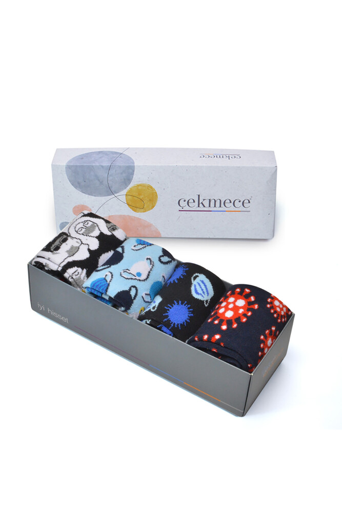 Çekmece 4'Lü Unisex  Hareketli Çorap Corona - 1