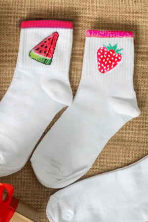 Çekmece 4&prime;lü Meyve Desenli Unisex Konç Patik Meyve - 3