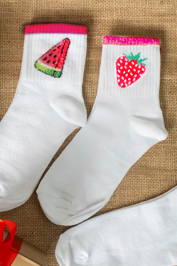 Çekmece 4&prime;lü Meyve Desenli Unisex Konç Patik Meyve - 3