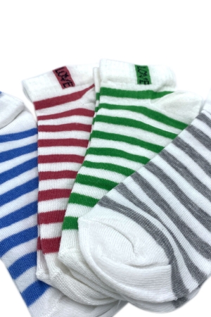 Çekmece 4&prime;Lü Soft Cotton Çizgili - Love Desenli Unisex Patik - 1