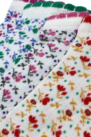 Çekmece 4&prime;Lü Soft Cotton Çiçek Desenli Unisex Patik - 2