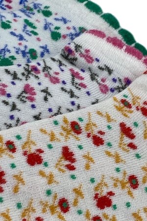 Çekmece 4&prime;Lü Soft Cotton Çiçek Desenli Unisex Patik - 3