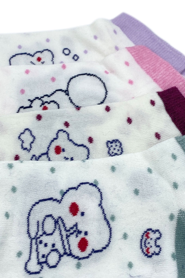Çekmece 4′Lü Soft Cotton Desenli Unisex Patik - 3