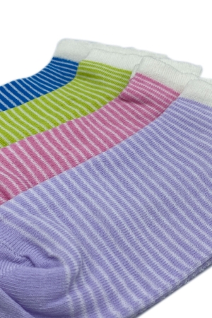 Çekmece 4&prime;Lü Soft Cotton Çizgi Desenli Unisex Patik - 2