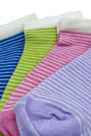 Çekmece 4&prime;Lü Soft Cotton Çizgi Desenli Unisex Patik - 3