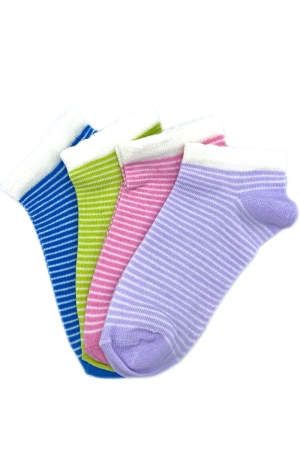 Çekmece 4&prime;Lü Soft Cotton Çizgi Desenli Unisex Patik 