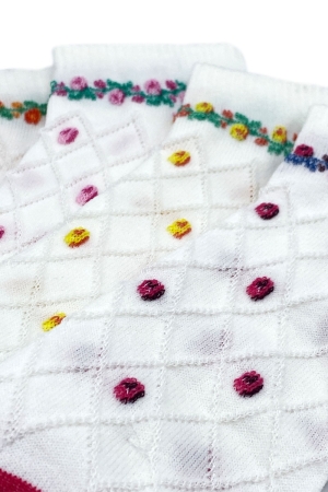 Çekmece 4&prime;Lü Soft Cotton Çiçek Desenli ve Dokulu Unisex Patik - 2