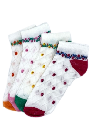 Çekmece 4&prime;Lü Soft Cotton Çiçek Desenli ve Dokulu Unisex Patik 