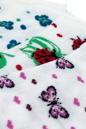 Çekmece 4′Lü Soft Cotton Uğur Böceği - Kelebek Desenli Unisex Patik - 2