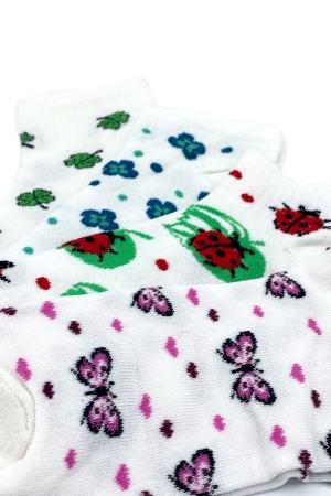 Çekmece 4′Lü Soft Cotton Uğur Böceği - Kelebek Desenli Unisex Patik - 3