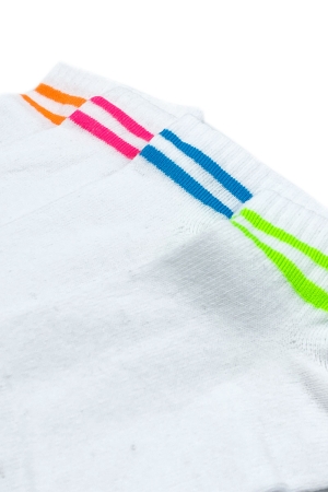 Çekmece 4′Lü Soft Cotton Neon Çizgili Desenli Unisex Patik - 2