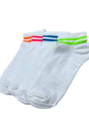 Çekmece 4&prime;Lü Soft Cotton Neon Çizgili Desenli Unisex Patik 