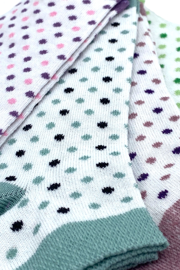 Çekmece 4′Lü Soft Cotton Nokta Desenli Unisex Patik - 2