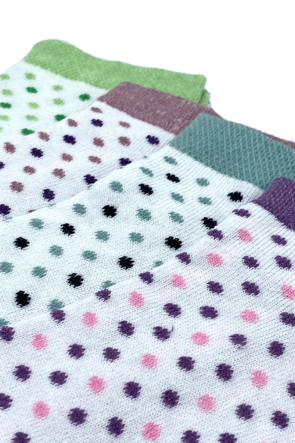 Çekmece 4′Lü Soft Cotton Nokta Desenli Unisex Patik - 3