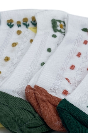 Çekmece 4′Lü Soft Cotton Çiçek - Nokta Desenli Unisex Patik - 2