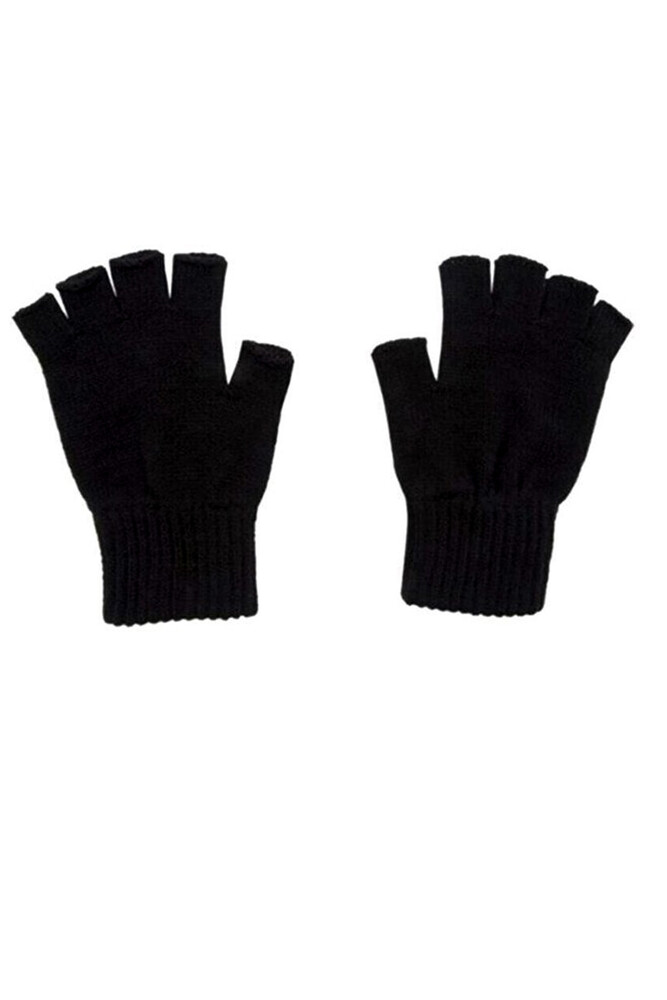 Çekmece 5 Parça Örme Bere Kesik Eldiven ve Çorap Set Siyah - 3