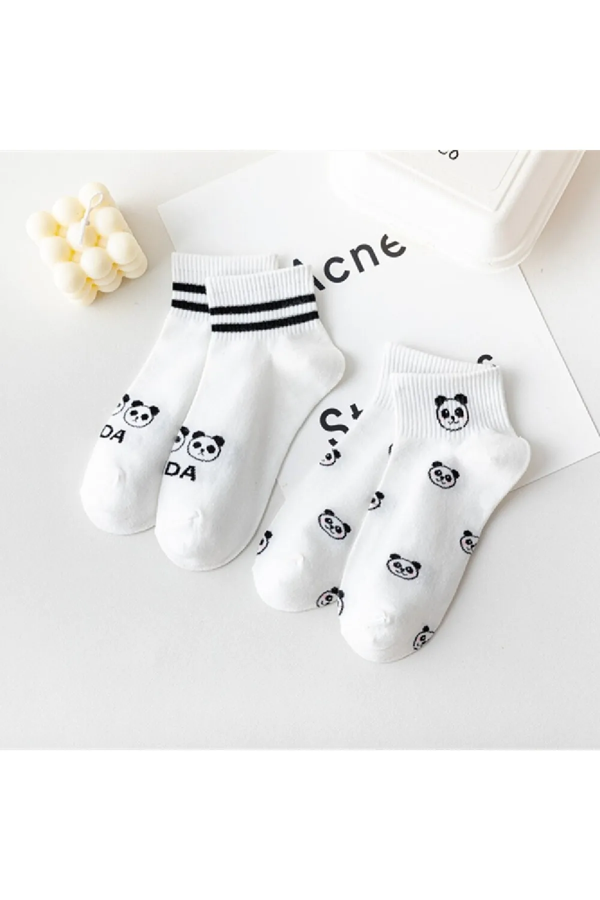 Çekmece 5&prime;li Unisex Panda Desenli Konç Soket - 1