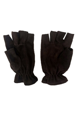 Çekmece 6 Parça Polar Boyunluk Kesik Eldiven Kar Maskesi ve Çorap Set Siyah - 4