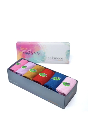 Çekmece 6'lı Unisex  Bambu Patik Canlı