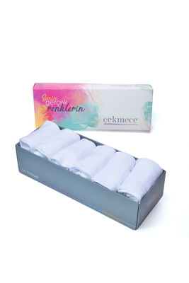 Çekmece 6'Lı Unisex  Bambu Patik Beyaz