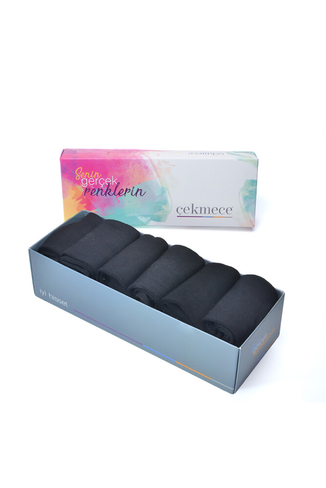 Çekmece - Çekmece 6'lı Unisex Bambu Patik Siyah