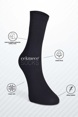 Çekmece 6′lı Kadın Karısık Çorap Set Siyah-Beyaz - 4