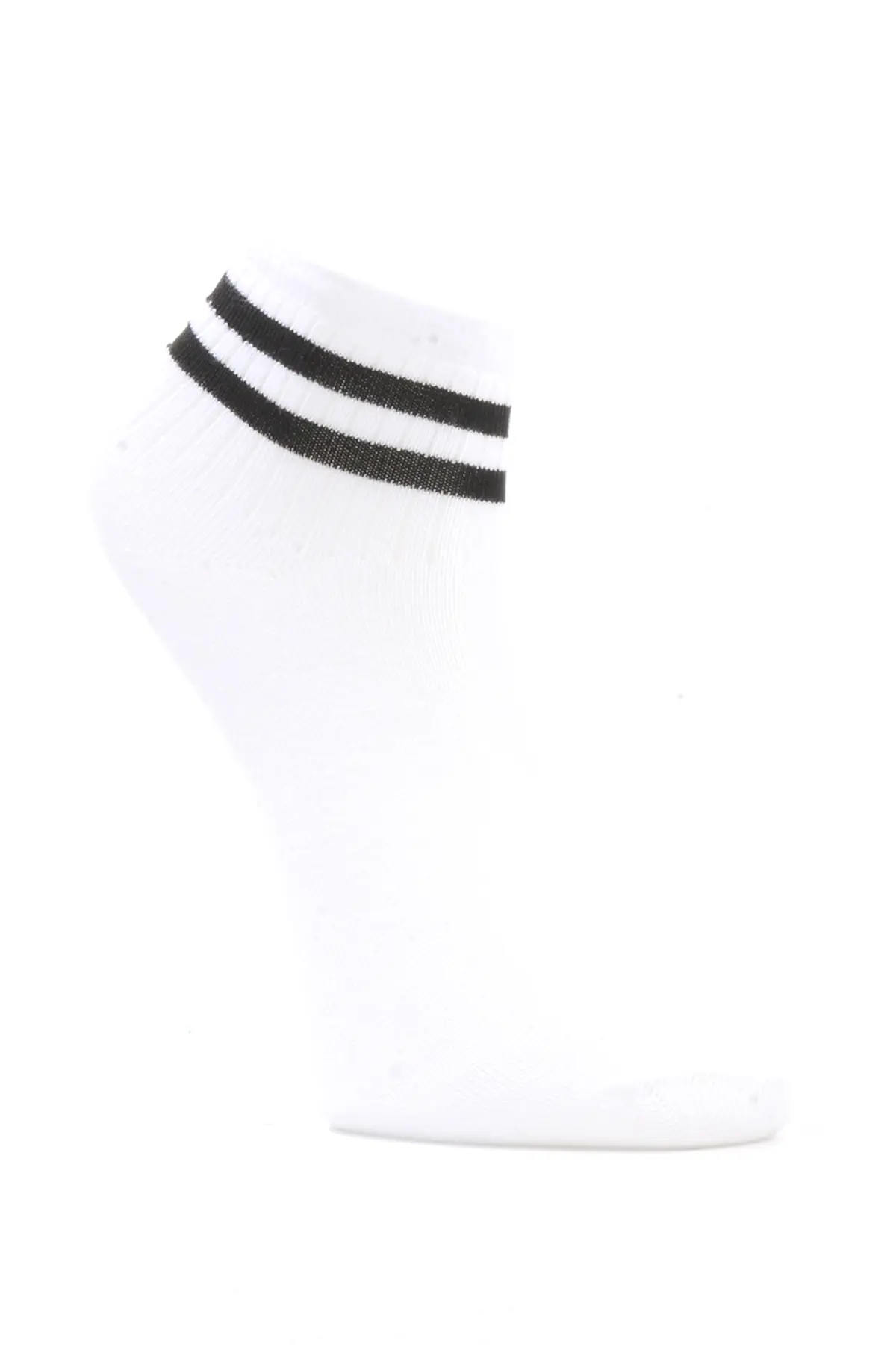 Çekmece 6'lı Unisex Çemberli Kısa Konç Soket Beyaz-Siyah Çizgili - 2