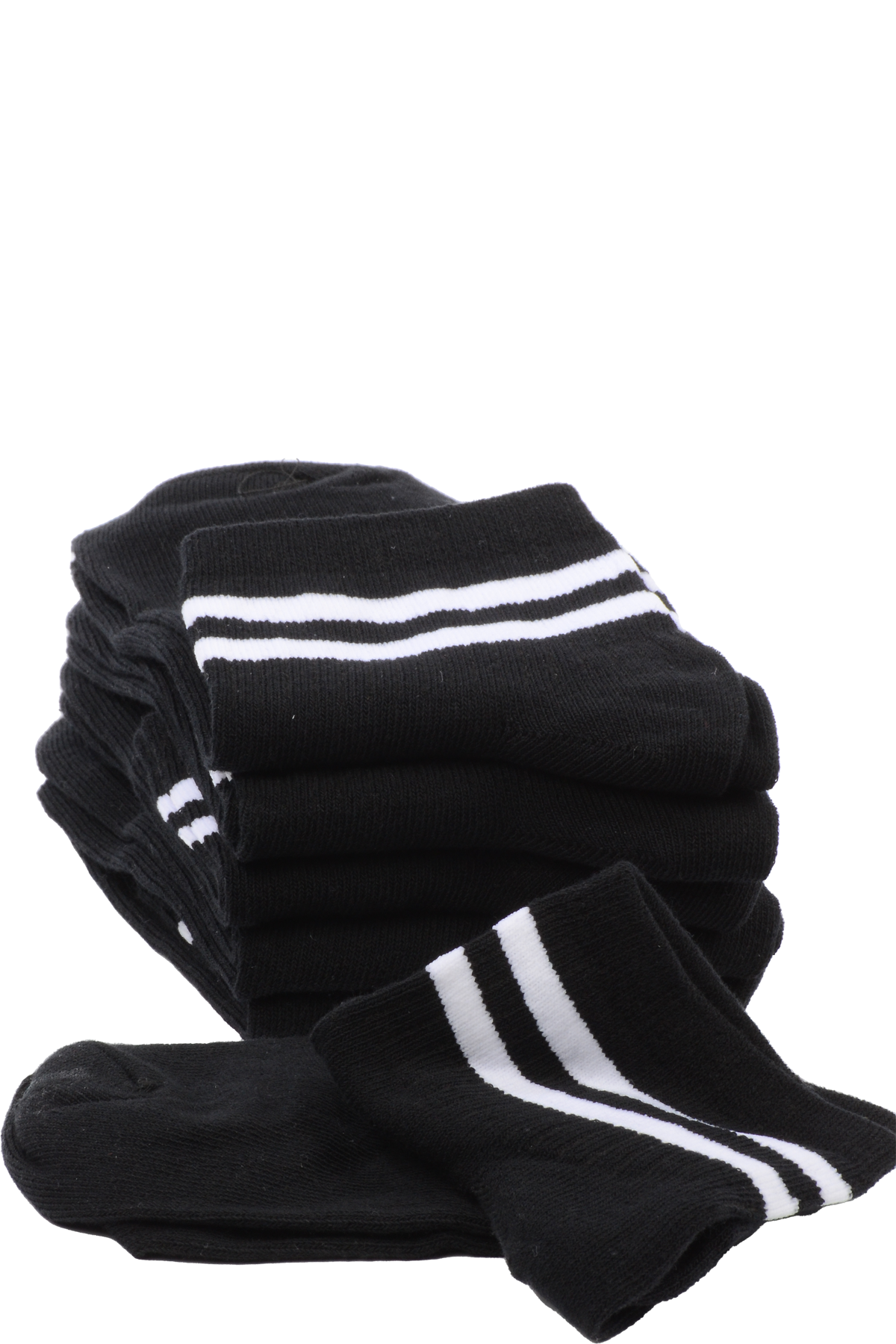 Çekmece 6'lı Unisex Çemberli Kısa Konç Soket Siyah-Beyaz Çizgili - 3