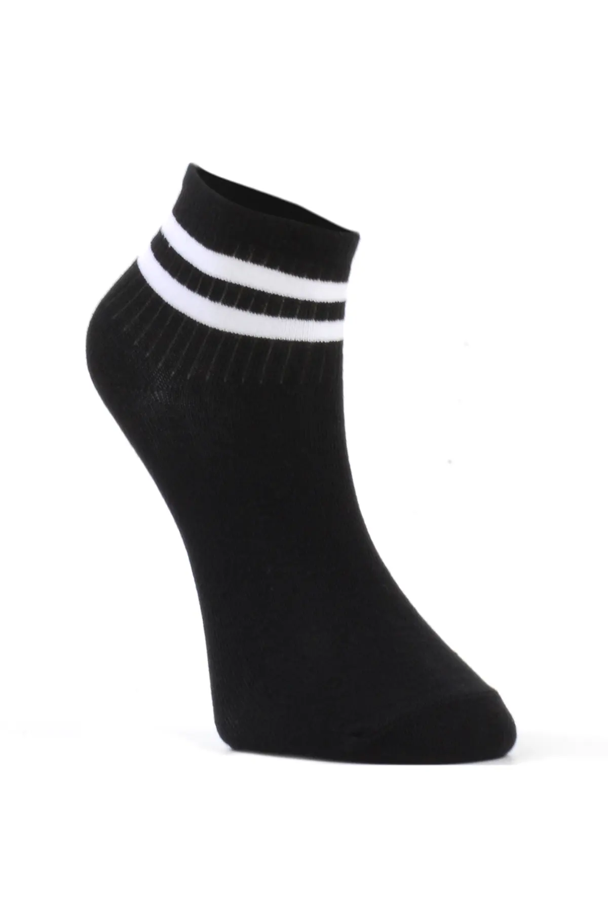 Çekmece 6'lı Unisex Çemberli Kısa Konç Soket Siyah-Beyaz Çizgili - 2