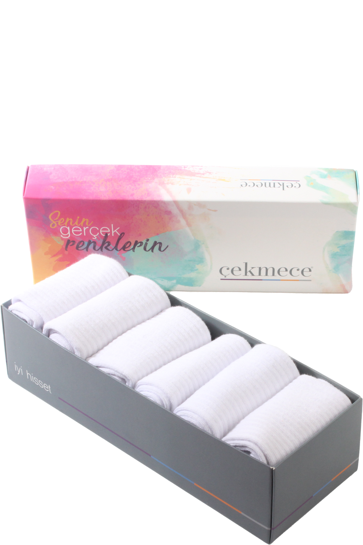 Çekmece 6'lı Unisex Kısa Konç Soket Beyaz - 1