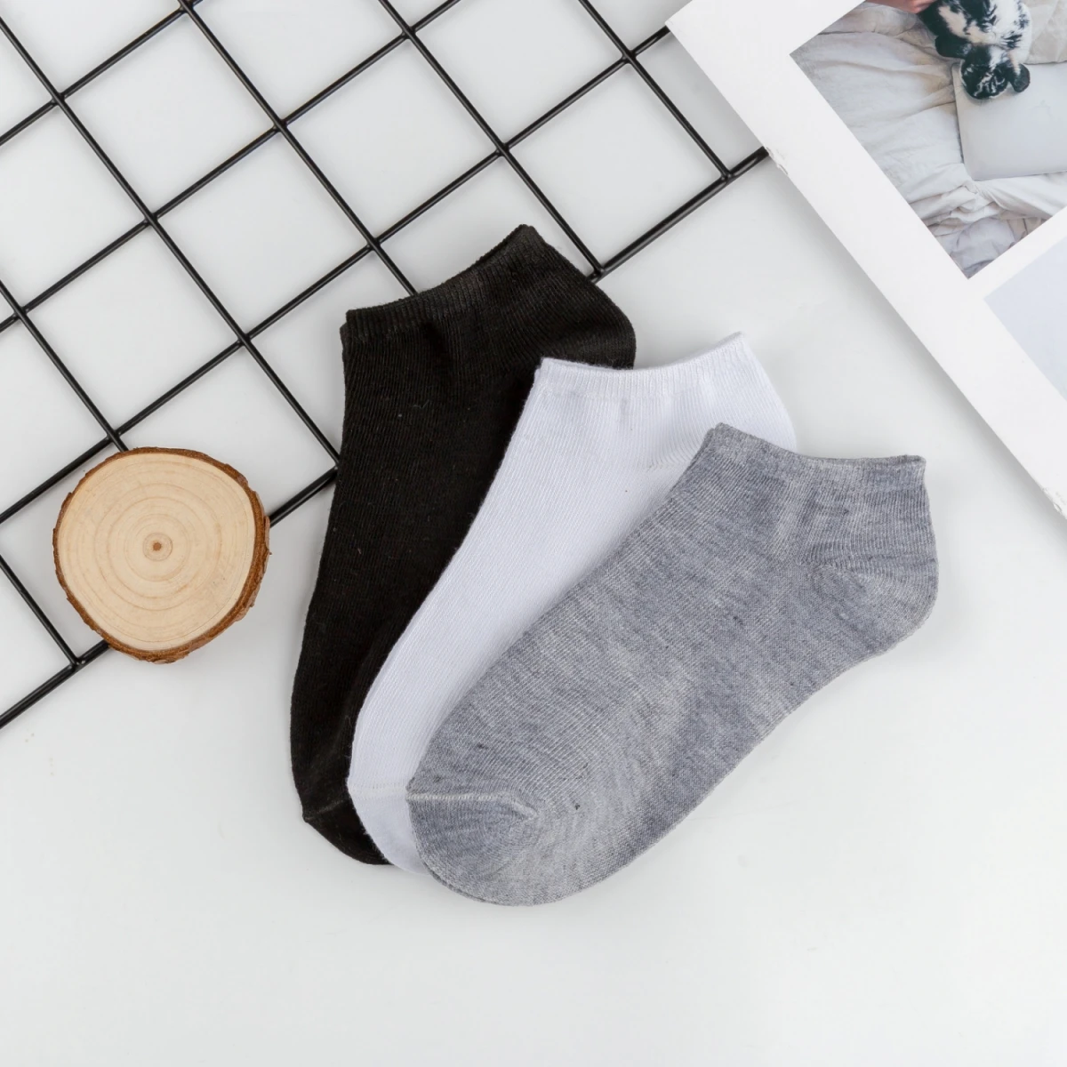 Çekmece 9&prime;lu Unisex  Patik Siyah-Gri-Beyaz - 2
