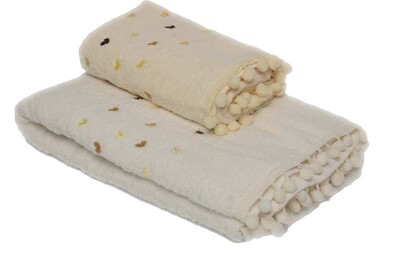 Çekmece Renkli Banyo  Havlu Seti Ekru - 4