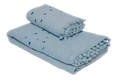 Çekmece Renkli Banyo  Havlu Seti Mavi - 4