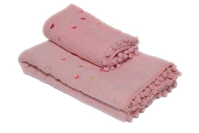 Çekmece Renkli Banyo  Havlu Seti Pembe - 4