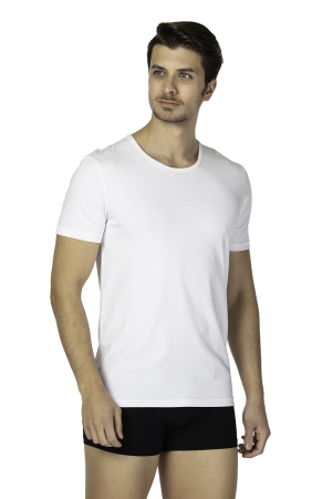 DS Damat DS0400 Comfort Bisiklet Yaka T-shirt Beyaz