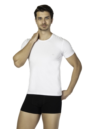 DS Damat DS0400 Comfort Bisiklet Yaka T-shirt Beyaz - 2