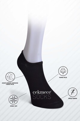 Ekonomık 6'Lı Unisex  Görünmez Çorap Siyah - 3