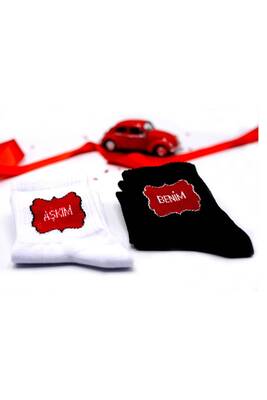 Fk Mood Sevgili  Çorabı( 2 Çift) Aşkım Benim Beyaz/Siyah 