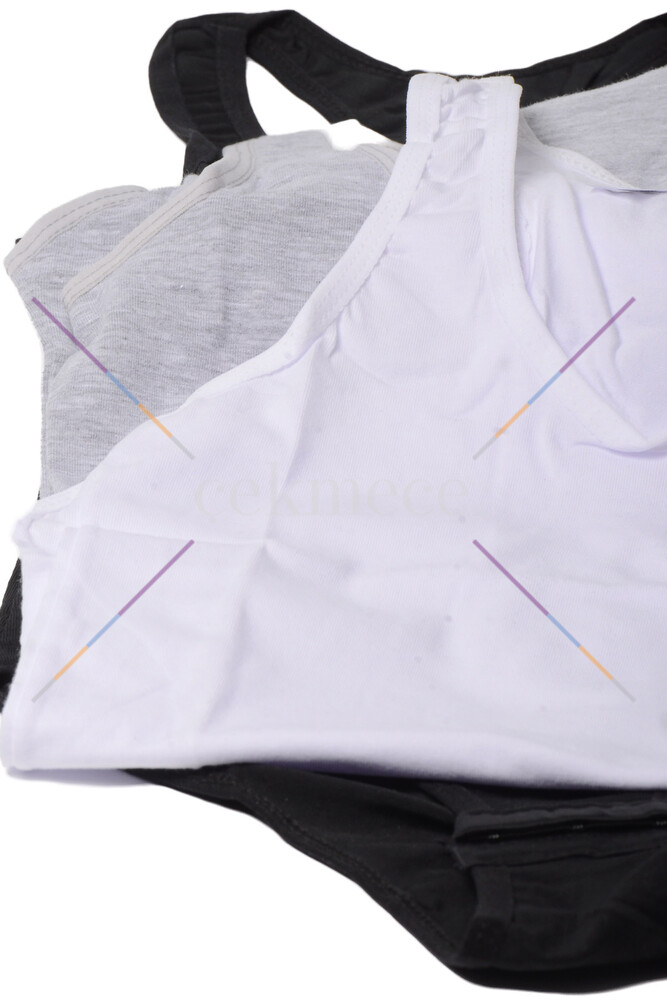 Gümüş 4056 Sporcu  Çıtçıtlı Body Beyaz - 3