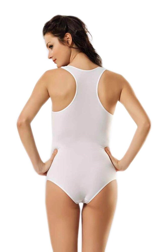 Gümüş 4056 Sporcu  Çıtçıtlı Body Beyaz - 2
