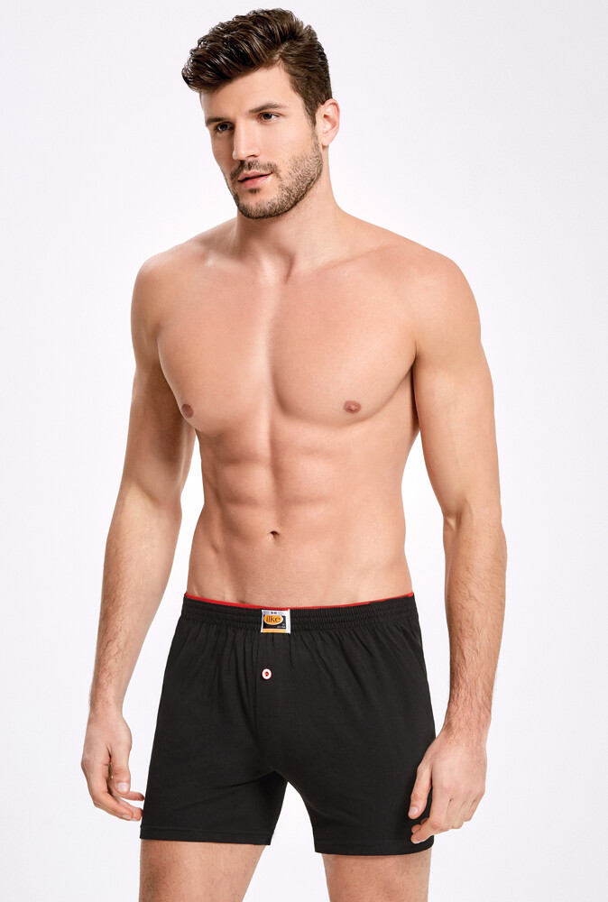 İlke 011 Düz Renk Penye Boxer Siyah - 1